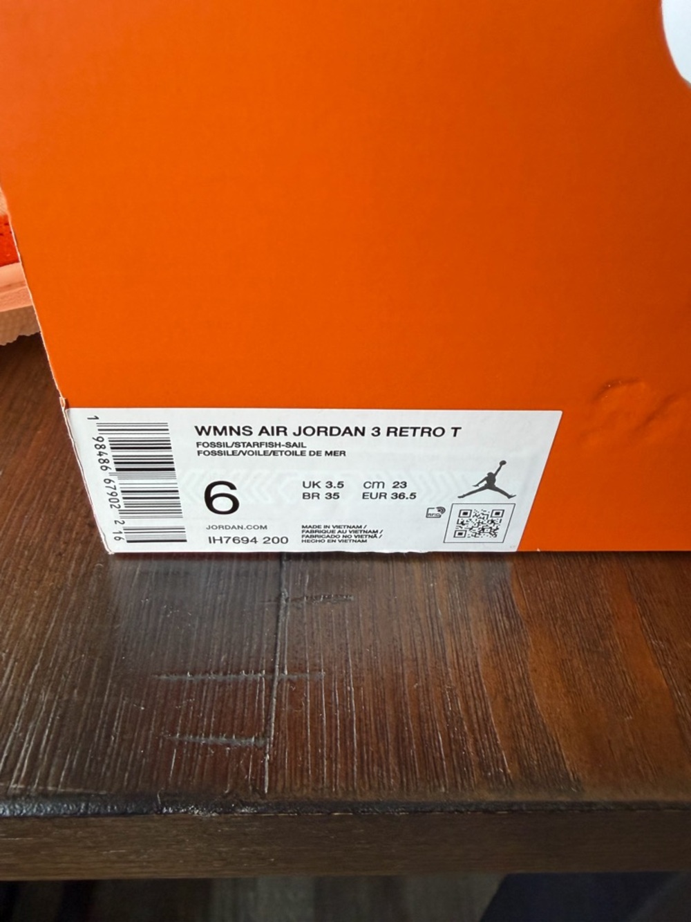 Nike Air Jordan 3 Retro Fossil Starfish WMNS Size 6 New DS - Picture 4 of 8